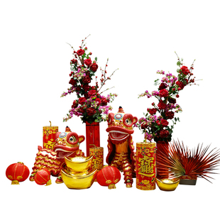 晶华造花创意木桶花艺春节花艺摆件新款新年堆头商场橱窗场景布置