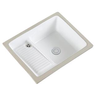 加深阳台陶瓷台下盆洗衣盆带搓板家用嵌入式加深洗衣池槽洗手单盆