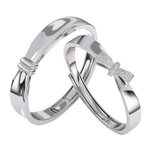 钟久久情侣对戒心结纯银戒指送女朋友情人节新年礼物定制钟爱协议