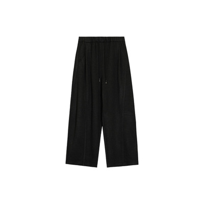 松紧腰分隔绒感弯刀休闲裤