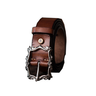 山岩 欧洲文艺复兴时期风格 进口5mm厚度牛皮 Vintate男士皮带