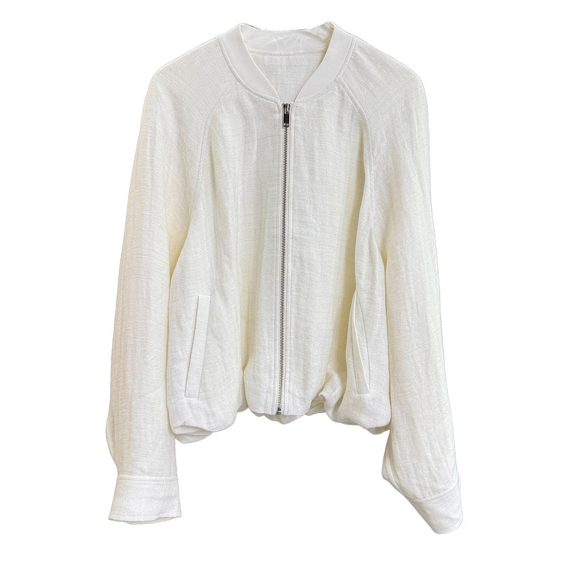 P牌料!宽松亚麻休闲棒球服外套