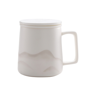 马克杯带盖带过滤泡茶个人杯陶瓷水杯国潮中国风德化白瓷送礼定制