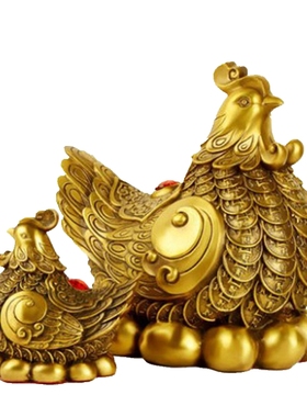 全铜鸡摆件工艺品母鸡金钱鸡招财家用创意摆设乔迁开业礼品中式