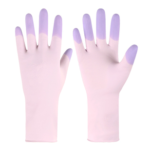 家务手套厨房洗碗卫生清洁防水乳胶加厚橡胶洗衣服耐用缤彩快乐娃