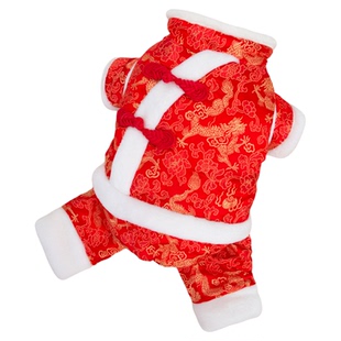 新年唐装小狗狗衣服四脚宠物小型犬猫咪泰迪比熊冬季过年喜庆棉衣