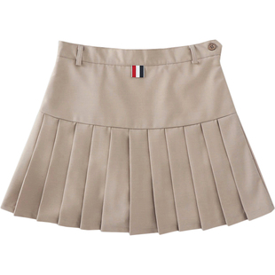 棉洋 TB百褶裙春秋高腰学院风西装料A字裙防走光半身裙短裙裤夏女