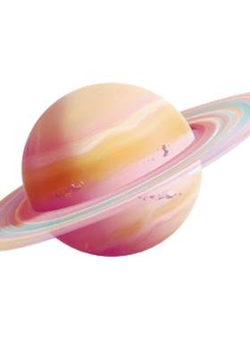 星球星环和宇宙尘埃贴纸粉色土星