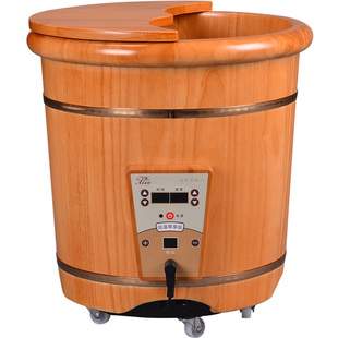 泡脚桶木桶加热恒温足浴桶过小腿高深桶木质足浴盆实木洗脚木盆