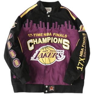杜戴克2020湖人科比夺冠潮牌夹克欧美街头宽松加厚刺绣棒球服