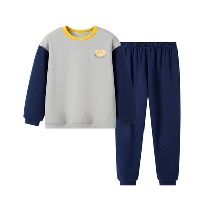 圆圆猫儿童加绒加厚秋冬卫衣套装