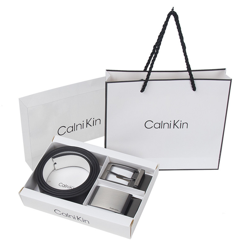 CKin男双扣牛皮合金休闲商务皮带