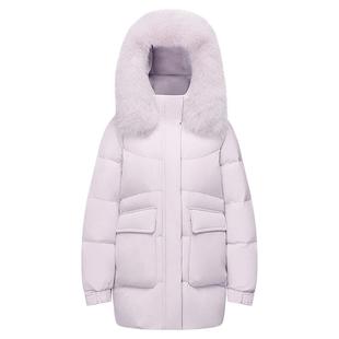 波司登2025新款女士中长款时尚狐狸毛领甜美羽绒服外套B250245268