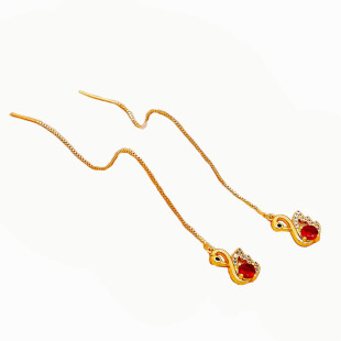 抖音同款孔雀镀黄金色耳线女长款简约天鹅耳坠气质流苏女耳饰品