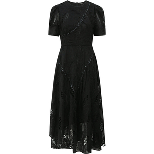 COCOBELLA重工镂空刺绣蕾丝连衣裙名媛风不对称A字长裙FR179