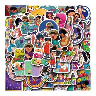 50张Big Comfy Couch贴纸家庭喜剧卡通人物动画个性装饰涂鸦拉杆箱行李箱滑板车头盔手机欧美创意diy手账贴纸