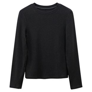 一三良品小个子 自发热磨毛弹力百搭圆领正肩长袖T恤女内搭打底衫