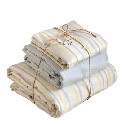 A类全棉条纹床上四件套纯棉双层纱单被套学生宿舍床单三件套床笠4