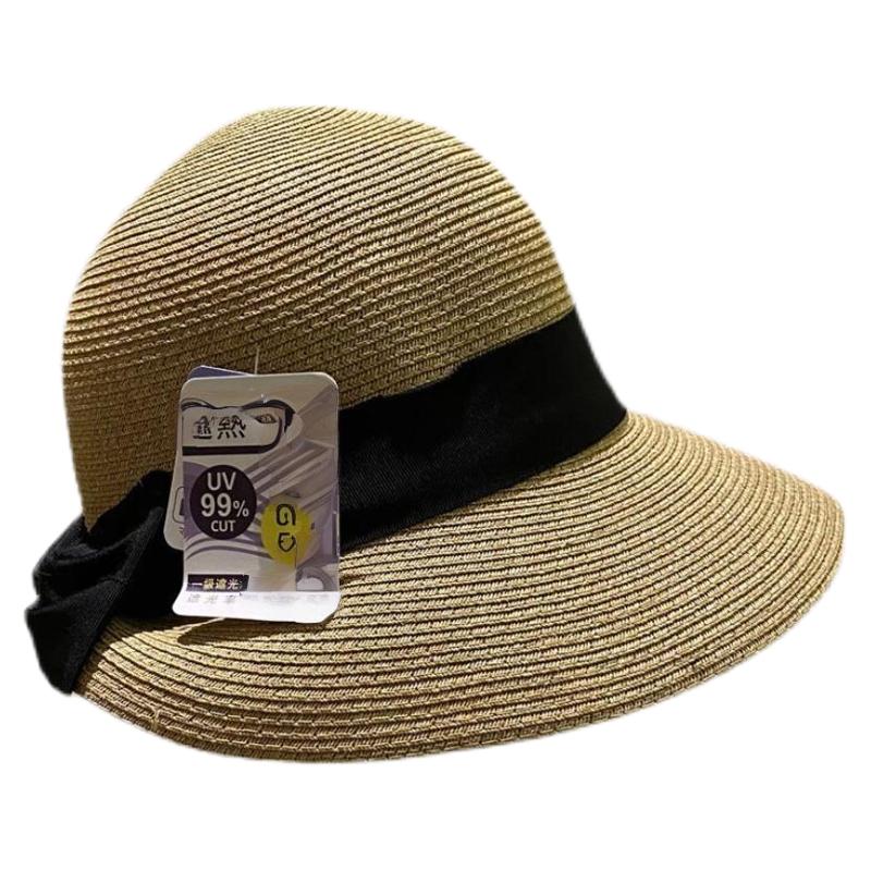 草编同款渔夫帽蝴蝶结帽子女夏季