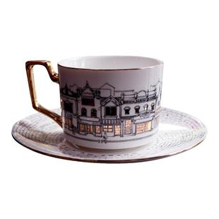 欧式陶瓷咖啡杯碟套装文艺复古创意建筑风下午茶马克杯子高档精致