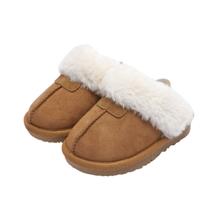 TOPSTAR儿童勃肯鞋室内家居鞋加绒男童半拖女童毛毛鞋保暖棉拖鞋