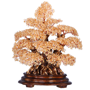 天然橄榄石黄水晶发财摇钱宝树家居新房客厅店铺公司开业礼品摆件