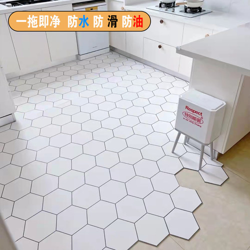 pvc厨房地垫防滑防油防水耐脏家用地板K垫子可擦免洗入户皮革地毯