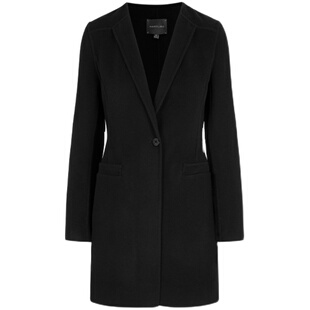 MARYLING玛俪琳秋季新品黑色深V领丝毛大衣外套A1EGW93570