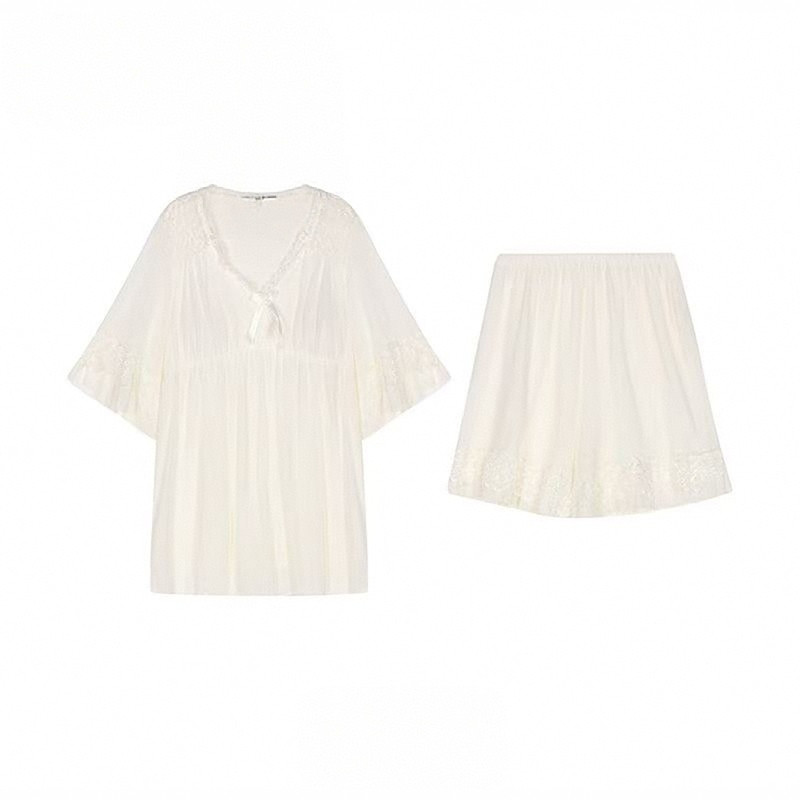 都市丽人夏季蕾丝胸垫家居服套装