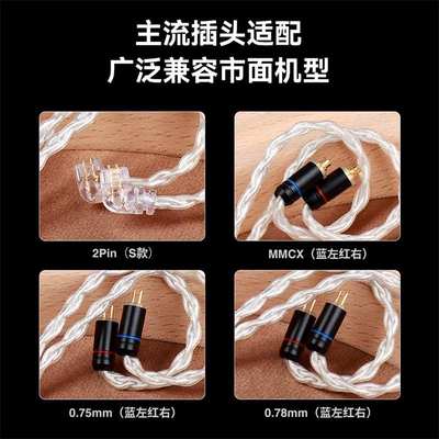 TRN八股镀银线2pin 0.75 0.78mmcx可换插头2.5 4.4平衡耳机升级线
