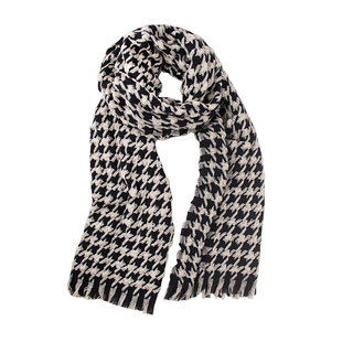 围巾女冬季2022冬季新款男韩版百搭黑白棋盘格子冬天保暖千鸟格