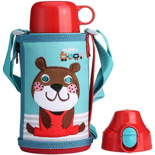 日本虎牌儿童保温杯吸管杯幼儿园不锈钢水壶狮子婴男女童双盖两用