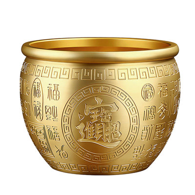 纯黄铜米缸百福缸招财进宝