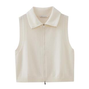 水云间女装 翻领100%绵羊毛百搭针织背心马甲开衫26春季新款