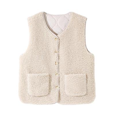 真维斯两面穿羊羔绒马甲女