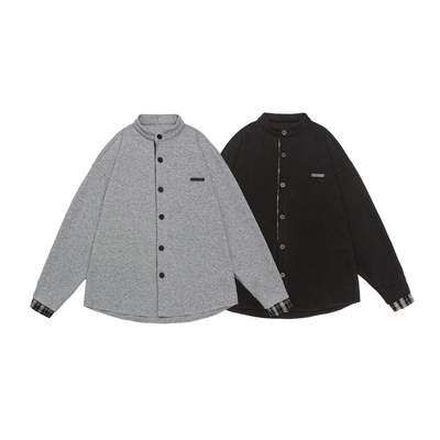 26春季新款美式复古假两件立领开衫卫衣宽松格纹拼接男女休闲外套