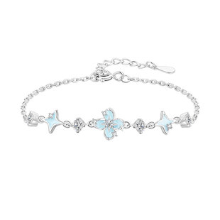 中国黄金央创纯银四叶草手链女生款生日女神节礼物送女友999足银