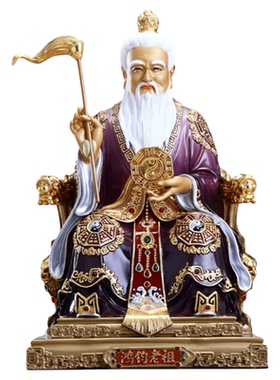 纯铜鸿钧老祖神像道家供奉摆件