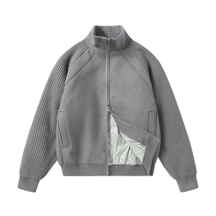 BNMGIN冬季韩系立领针织羽绒服女款宽松简约穿搭加厚保暖毛衣外套