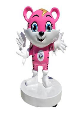 玻璃钢禁毒粤虎IP形象玩偶雕塑装饰品幼儿园迎宾卡通娃娃公仔摆件