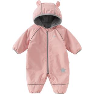 戴维贝拉新生儿爬服保暖男宝冬装加绒保暖连体衣女宝新款外出衣服