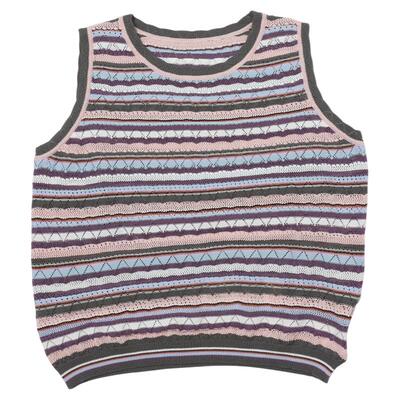 无色无味新款慵懒撞色圆领马甲