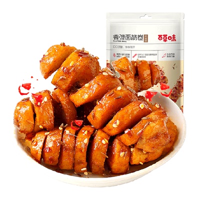 百草味烧烤味面筋卷135g*2袋