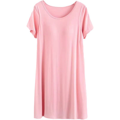 莫代尔睡裙带胸垫宽松大码女夏薄