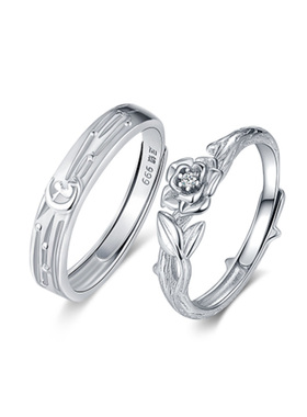 小王子和玫瑰999足银小众对戒