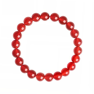 天然红玛瑙手链男女转运珠单圈手串本命年水晶黑玉髓佛珠生日礼物