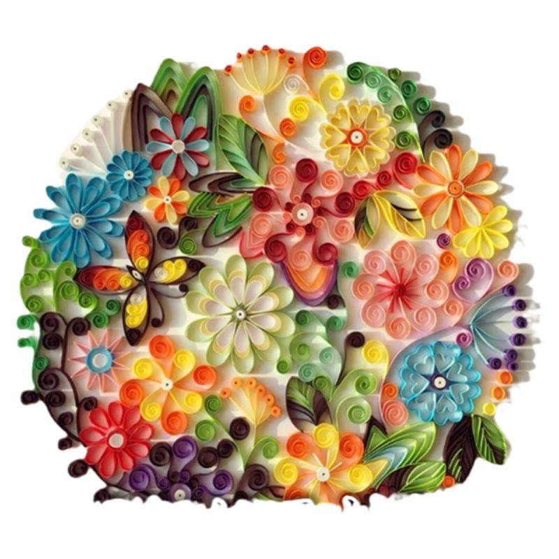 包邮团圆花簇 花团锦簇装饰画衍纸底稿儿童手工diy作业材料包套装