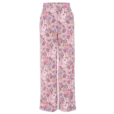 马天奴粉色印花宽松直筒休闲裤