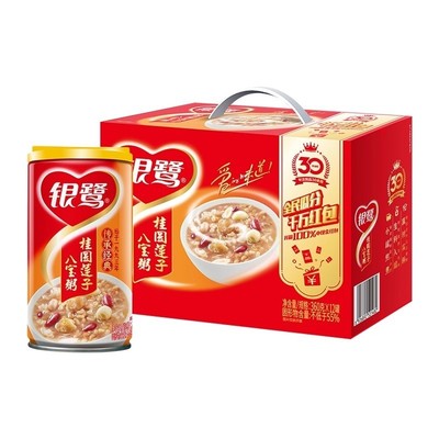 银鹭八宝粥桂圆莲子360g早餐速食粥五谷杂粮整箱装绿豆健康罐装