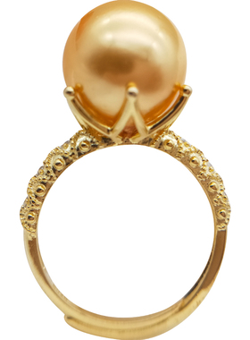 珍珠戒指925银镶钻新款高级感金